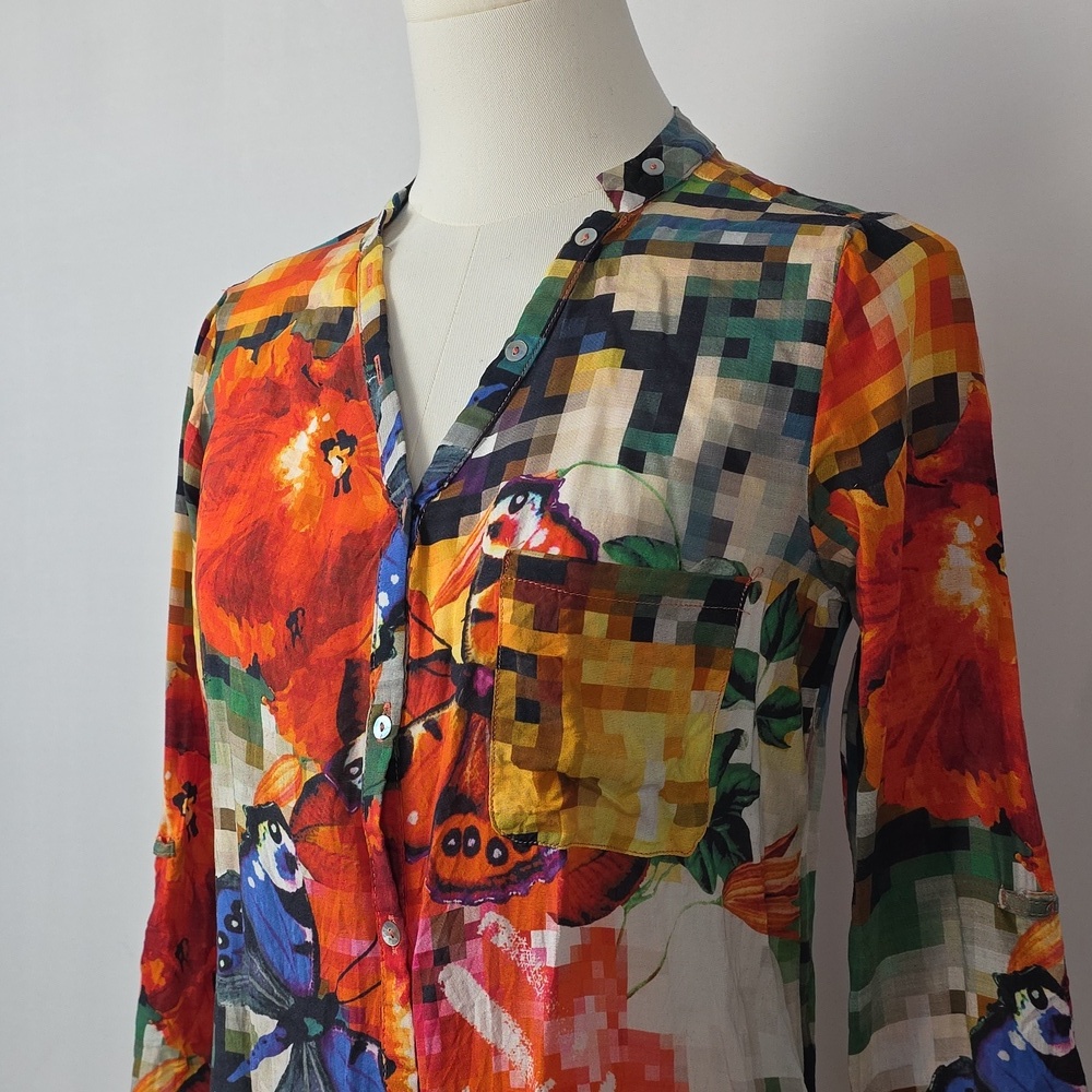 Desigual 100% Modal Colorful Printed Blouse – Women’s Size XS - Picture 2 of 12